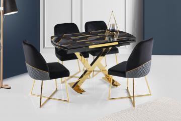 Glass Viva Table & Madrid Gold Metal Chair
