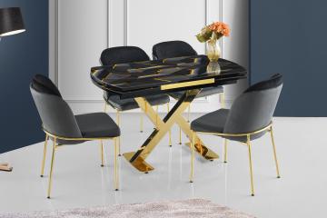 Glass Viva Table & Dore Gold Metal Chair 2