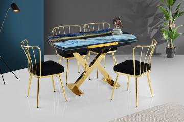 Glass Viva Table & Yıldız Gold Metal Chair 2