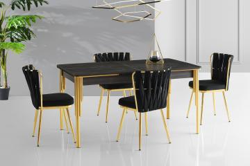 Damla Table & Kuşaklı Gold Metal Chair