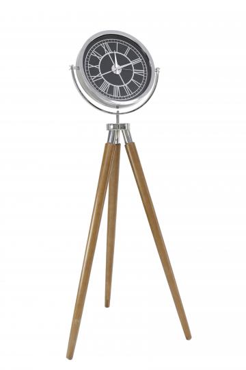 Tripod Clock Silver  Walnut