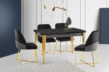 Güneş Table & Madrid Gold Metal Chair