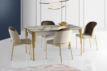 Damla Table & Dore Gold Metal Chair 2