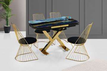 Glass Viva Table & Kuğu Metal Chair