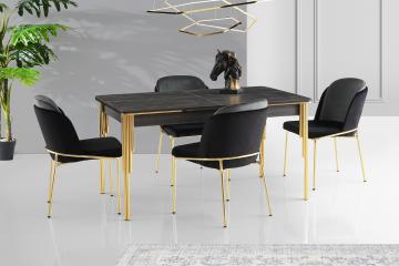 Damla Table & Dore Gold Metal Chair